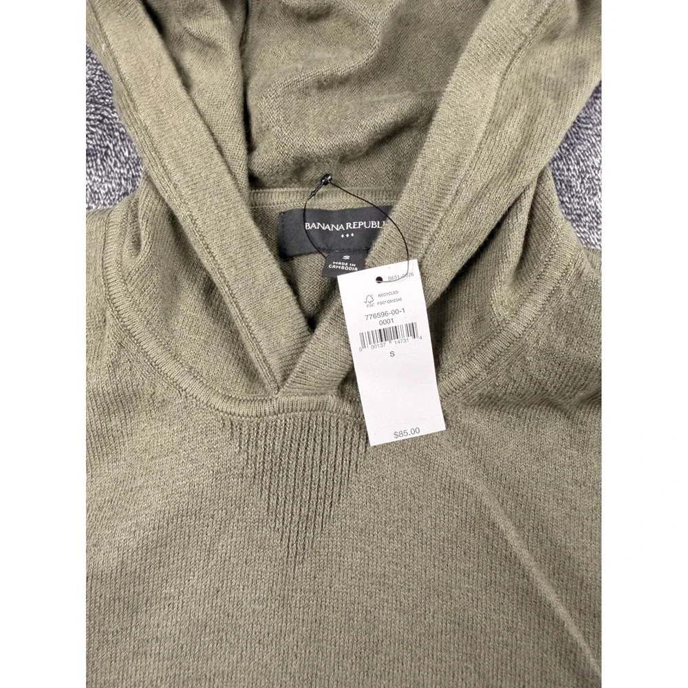 Banana Republic Mens Olive Green Knit Pullover Hoodie Sweater 776596-00-1 S
